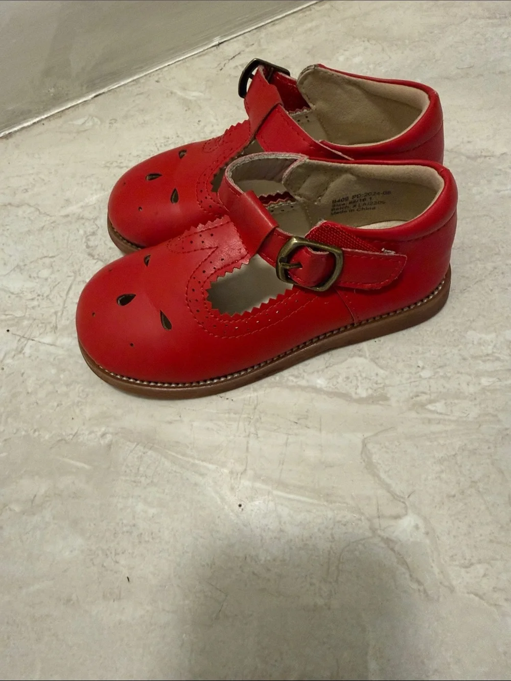 Kids Red Mary Jane Shoes - Classic T-Strap Style